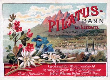 Pilatus-Bahn, Werbekarte, um 1900